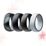 BESPORTBLE 4 Adet Unisex Silikon Set Pro Set Spor Esnek Düğün Bantları Yedek Kamuflaj Gri Siyah Koyu Gri Gümüş Beden 12