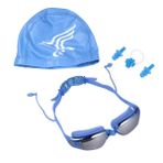 BESPORTBLE Yüzme Seti Yüzme Gözlüğü Silikon Yüzme Bonesi Yüzme Gözlüğü Silikon Buğu Önleyici Kulak Tıkacı Burun Klipsi Yüzme Şapkası Mavi