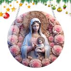 Besreey Kutsal Meryem Ana Süsü, Meryem Ana Noel Ağacı Süsü - 2D Akrilik Tatil Dekorasyonu | Hıristiyan için Meryem Ana Süsleme Noel Kolye Dekorasyonu