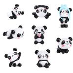 Bessy shop Panda Dekorasyon, 8 Adet Sevimli Panda Pasta Süsü Süsler Mini Panda Süslemeleri Panda Pasta Örtüsü Akvaryum Dekorasyonu, Kendin Yap Bonzai Dekor El İşi Pasta Aksesuarı Yaratıcı Ev