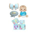 Best Baby Kutulu Mavi Erkek Bebek Hastane Odası Süsleme Balon Seti