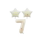 Best Bej Rakam ve Happy Bırthday Yazılı Yıldız Folyo Balon Seti Yaş 7