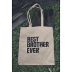 Best Brother Ever Abi Erkek Kardeş Hediye Baskılı %100 Pamuklu Ham Bez Bej Çanta