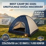 Best Camp BC-2225 6 Kişilik 220x250x150 cm Manuel Kurulum Kamp Çadırı