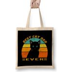 Best Cat Dad Ever Vintage Kedi Bez Çanta Uzun Saplı - Açık Bej - 40 X 40