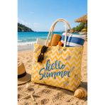 BEST CONCEPT Hello Summer Plaj ve Piknik Çantası Çok Amaçlı Çanta Halat Kulplu