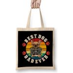 Best Dog Dad Ever Funny Ddj Köpek Bez Çanta Uzun Saplı - Açık Bej - 40 X 40