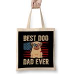Best Dog Dad Ever Köpek 08 Bez Çanta Uzun Saplı - Açık Bej - 40 X 40