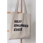 Best Engineer Ever Mühendis Hediyelik Baskılı %100 Pamuklu Ham Bez Bej Çanta