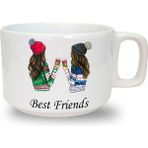 Best Friends Baskılı Seramik Beyaz Kahve Kupası - 199 ml