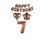 Best Kahverengi Renk Happy Bırthday Rakam Kalp Yıldız Folyo Balon Seti Yaş 7