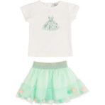 Best Kids Kız Bebek Bluz-Etek Takım - Ekru - Mint - 1,5 - 2 Yaş