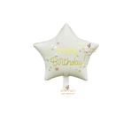 Best Krem Renk Happy Bırthday Yazılı Yıldız Folyo Balon
