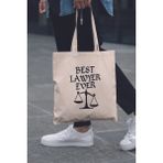 Best Lawyer Ever Avukat Hukukçu Hediyelik Baskılı %100 Pamuklu Ham Bez Bej Çanta