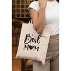 Best Mom Baskılı Anneler Günü Hediyelik Bej %100 Pamuklu Ham Bez Bej Çanta