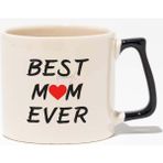 Best Mom Ever Anneler Günü Baskılı Siyah Kulplu Modern Seramik Kupa