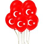 Best Parti 100 Adet Türk Bayraklı Kırmızı Baskılı Balon 23 Nisan-29 Ekim Süslemesi