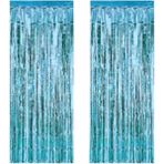 Best Parti 2 Adet 45 cm × 200 cm Metalize Arka Fon Kapı Perdesi Püsküllü Fon Süsü Mavi