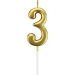 Best Parti 3 Yaş Gold Rakam Mum Altın Renk Doğum Günü Pasta Mumu 12 cm