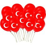 Best Parti 30 Adet Türk Bayraklı Kırmızı Baskılı Balon 23 Nisan - 29 Ekim Süslemesi