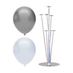 Best Parti 7 Çubuklu Balon Standı + 100 Adet Balon ( Beyaz, Gümüş )