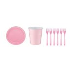 Best Parti Pembe Doğum Günü Tabak Bardak Çatal Seti 8 Kişilik
