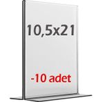 Best Reklam 10,5x21 cm T Tipi Dikey Şeffaf Pleksi (10Adet) Föylük Fİyatlık Kafe Restorant mobilya beyaz eşya için Menü Broşür Etiket Fotoğraflık Masaüstü Stand Sehpa Sunum