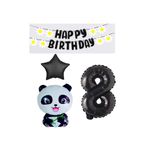 Best Siyah Banner Yıldız Rakam Panda Doğum Günü Parti Seti Yaş 8