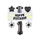 Best Siyah Beyaz Taraftar Folyo Balon ve Eva Banner Seti Yaş 1