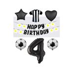 Best Siyah Beyaz Taraftar Folyo Balon ve Eva Banner Seti Yaş 4
