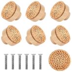 BestAlice 18 Adet Boho Rattan Çekmece Düğmeleri, 4 cm Boho Rattan Şifonyer Topuzları Yuvarlak Ahşap Çekmece Düğmeleri, El Yapımı Hasır Dokuma Düğmeler (18 Düğme ve 18 Vida)