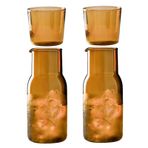BestAlice 2'li Paket Başucu Su Sürahisi ve Cam Seti, 17 oz/500 ml Vintage Komodin Cam Sürahi, Bardak Camlı Berrak Cam Meyve Suyu Su Fincanı, Yatak Odası için, Kahverengi