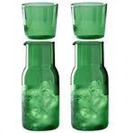 BestAlice 2'li Paket Başucu Su Sürahisi ve Cam Seti, 17 oz/500 ml Vintage Komodin Cam Sürahi, Bardak Camlı Berrak Cam Meyve Suyu Su Fincanı, Yatak Odası için, Yeşil