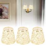 BestAlice 3 Adet Küçük Abajur, Kumaş Kumaş Abajur Avize Abajur Şapkaları, Mini Abajur Şapkaları, Klipsli Tasarım Modern Namlu E14 için Kumaş Abajur Lambası Avize Duvar Lambası(Altın)