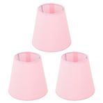 BestAlice 3 Parça Küçük Abajur, Kumaş Kumaş Abajur, Avize Abajur, Mini Abajur, E14 Müdahale Tipi Yatak Odası Başucu için Modern Kumaş Abajur(Açık pembe)