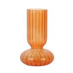 BestAlice Cam Hidroponik Çiçek Vazo Centerpieces için Cam Vazolar, Benzersiz Çiçek Vazo, Dekoratif Cam Vazo Kuru Çiçek Şeffaf Vazo Konteyner Düğün, Ev, Masa için Yuvarlak Şişe(Turuncu)