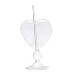 BestAlice Kokteyl Bardakları 2'li Set, Benzersiz Kalp Şekilli Kokteyl Cam Kadehi, Cam Pipetli 8 Oz Martini Bardağı, Ev Bar Parti Kulübü için, Parlak
