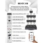 BESTCAM 10 Kameralı Set 5 Mega Piksel Sony Lensli FULL HD Gece Görüşlü Güvenlik Kamera Seti 500 GB Hard disk