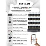 BESTCAM 16 Kameralı Set 5 Mega Piksel Sony Lensli FULL HD Gece Görüşü Renkli Güvenlik Kamera Seti 500 GB HDD