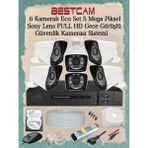 Bestcam 6 Kameralı Eco Set 5 Mega Piksel Sony Lensli Full Hd Gece Görüşlü Güvenlik Kamerası Sistemi 250 GB HDD