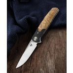 BESTECH KNIVES ASCOT BG19D Ara Katman, Karbon Fiber Ve G10+ Lightburl Ahşap Saplı 3,82'' 14C28N Çakı