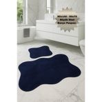 Bestekar Lina Lacivert 80x140 - 50x70 Suya Dayanıklı Deri Tabanlı Yumuşak Yüzeyli Leke Tutmaz Banyo Paspası