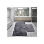 Bestekar LunaSoft Antrasit Büyük Boy Kaymaz Tabanlı Yumuşak Yıkanabilir Modern İkili Banyo Paspas Takımı
