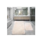 Bestekar LunaSoft Krem Büyük Boy Kaymaz Emici Yumuşak Makinede Yıkanabilir İkili Modern Banyo Paspas Takımı