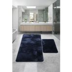Bestekar LunaSoft Lacivert Büyük Boy Kaymaz Yumuşak Makinede Yıkanabilir İkili Modern Banyo Paspas Takımı