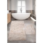Bestekar Lunessa Krem Büyük Boy Kaymaz Taban Modern Makinede Yıkanabilir Yumuşak İkili Banyo Paspas Takımı