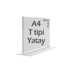 Bestekran A4 T-tipi Yatay Şeffaf Föylük Pleksi Menü Broşür Etiket Fotoğraflık Albüm Stand Sehpa