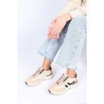 Bestello Bağcıklı Termo Taban Hakiki Deri Sneaker 338-7102 Kadın Ayakkabı - Bej