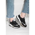 Bestello Bağcıklı Termo Taban Sneaker 101-24614-08 Kadın Ayakkabı - Siyah