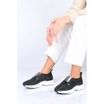 Bestello Bağcıksız Lastikli Zımba Detaylı Termo Taban Hakiki Deri Sneaker 338-7084 Kadın Ayakkabı - Siyah